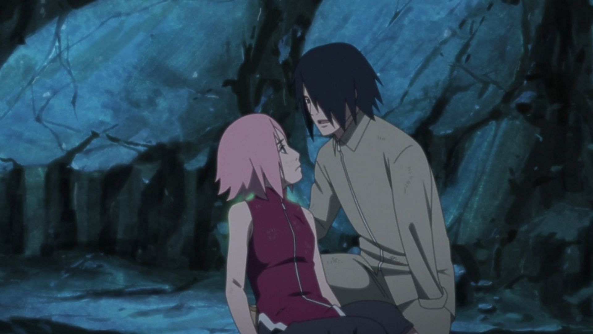 Sasuke rescues Sakura in Sasuke Retsuden chapter 8 part 1 (Image via Studio Pierrot)